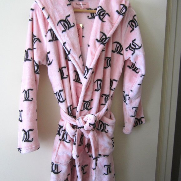 Juicy Couture JC Pink Hooded Bath Robe Sleepwear Women - Picture 1 of 3